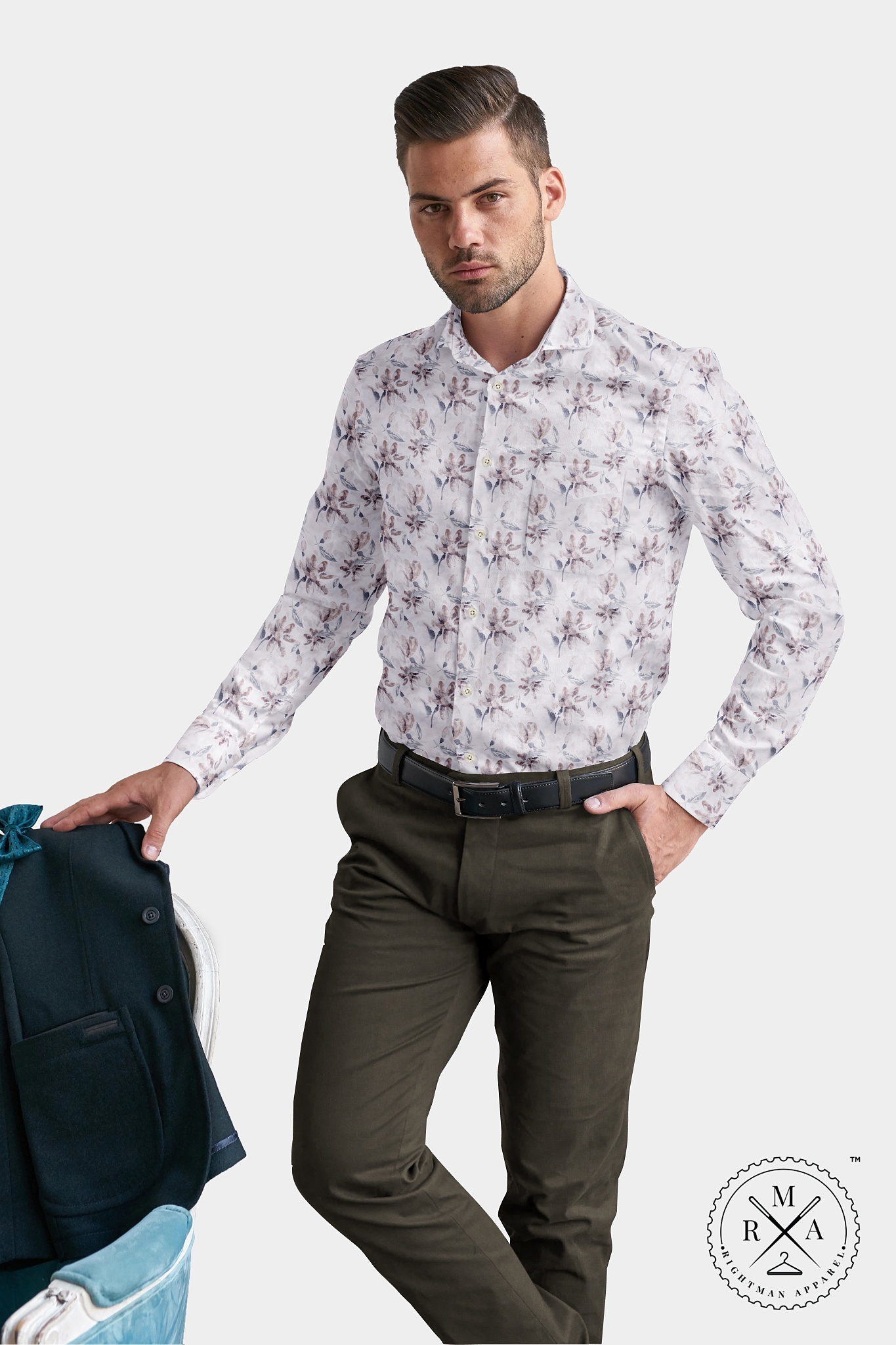 White Floral Cotton Shirt SH362